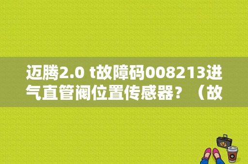 迈腾2.0 t故障码008213进气直管阀位置传感器？（故障码008213）