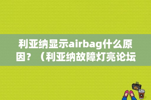 利亚纳显示airbag什么原因？（利亚纳故障灯亮论坛）-图1