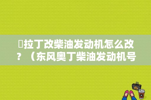 帞拉丁改柴油发动机怎么改？（东风奥丁柴油发动机号）-图1