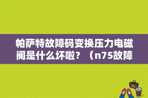 帕萨特故障码变换压力电磁阀是什么坏啦？（n75故障）-图1