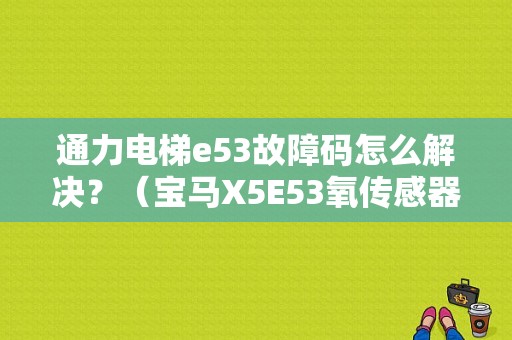通力电梯e53故障码怎么解决？（宝马X5E53氧传感器故障）-图1