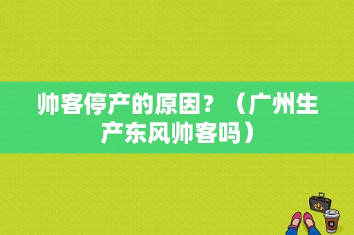 帅客停产的原因？（广州生产东风帅客吗）-图1