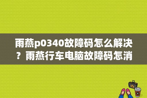 雨燕p0340故障码怎么解决？雨燕行车电脑故障码怎消除-图1