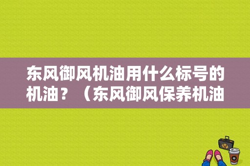 东风御风机油用什么标号的机油？（东风御风保养机油）-图1