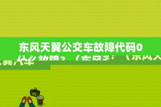 东风天翼公交车故障代码0什么故障？（东风天翼汽车）-图1