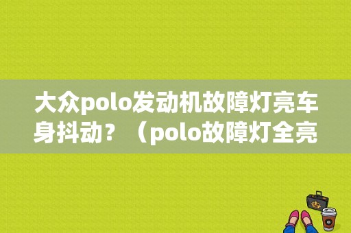 大众polo发动机故障灯亮车身抖动？（polo故障灯全亮）-图1