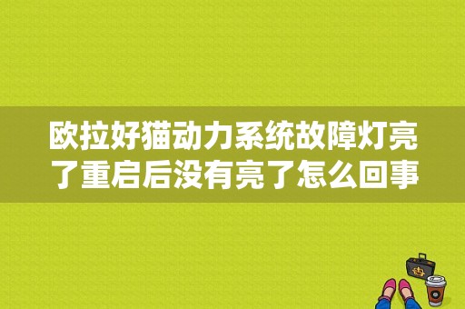 欧拉好猫动力系统故障灯亮了重启后没有亮了怎么回事？（车动力模块故障）