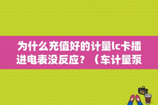 为什么充值好的计量lc卡插进电表没反应？（车计量泵eeprom故障）-图1