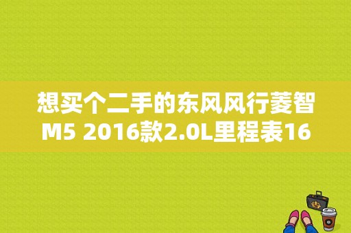 想买个二手的东风风行菱智M5 2016款2.0L里程表16000公里应该多少钱，求解？（盐城二手东风风行菱智）