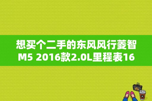 想买个二手的东风风行菱智M5 2016款2.0L里程表16000公里应该多少钱，求解？（南宁二手东风风行菱智）-图2