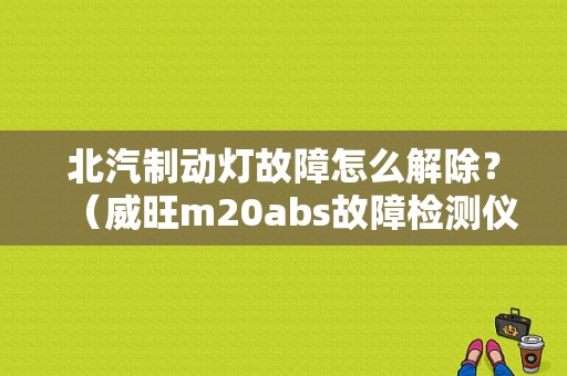 北汽制动灯故障怎么解除？（威旺m20abs故障检测仪）-图1