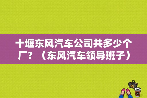 十堰东风汽车公司共多少个厂？（东风汽车领导班子）-图1
