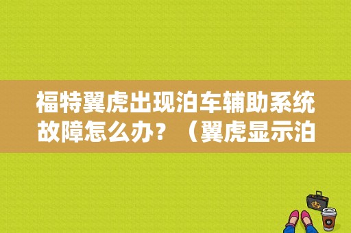 福特翼虎出现泊车辅助系统故障怎么办？（翼虎显示泊车故障）-图1