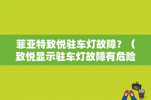 菲亚特致悦驻车灯故障？（致悦显示驻车灯故障有危险吗）-图1