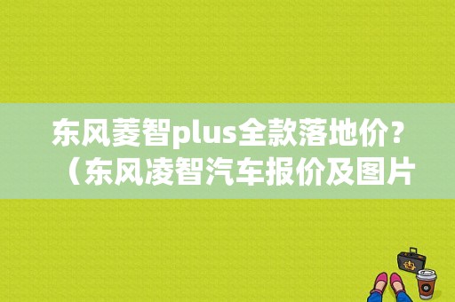 东风菱智plus全款落地价？（东风凌智汽车报价及图片）-图1