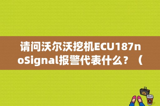 请问沃尔沃挖机ECU187noSignal报警代表什么？（沃尔沃挖机ecu通信故障）-图1