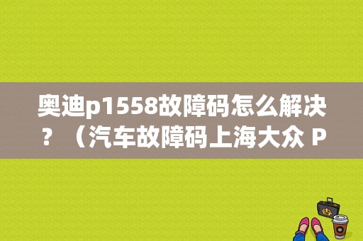 奥迪p1558故障码怎么解决？（汽车故障码上海大众 P1558）-图1