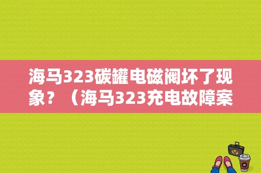 海马323碳罐电磁阀坏了现象？（海马323充电故障案例）-图1