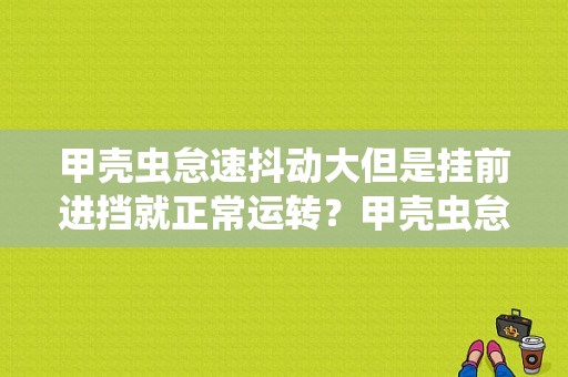甲壳虫怠速抖动大但是挂前进挡就正常运转？甲壳虫怠速抖动无故障-图1