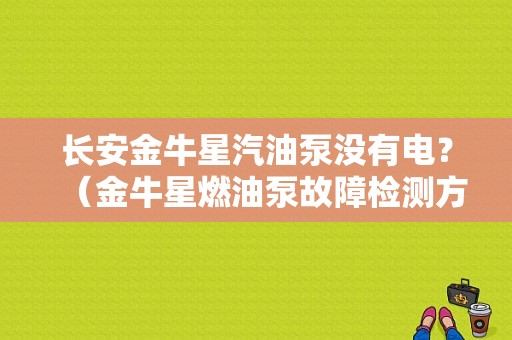 长安金牛星汽油泵没有电？（金牛星燃油泵故障检测方法）-图1