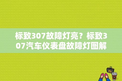 标致307故障灯亮？标致307汽车仪表盘故障灯图解-图1