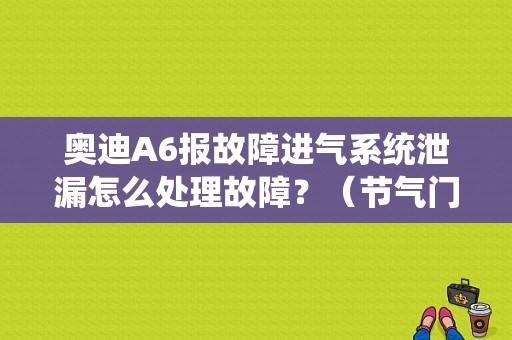 奥迪A6报故障进气系统泄漏怎么处理故障？（节气门故障真空泄露）-图1