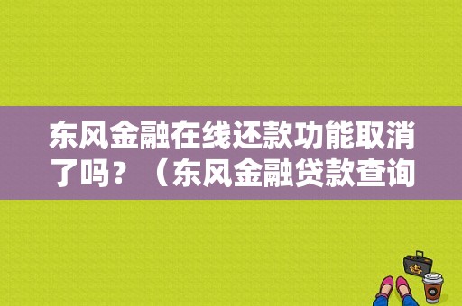 东风金融在线还款功能取消了吗？（东风金融贷款查询）-图1