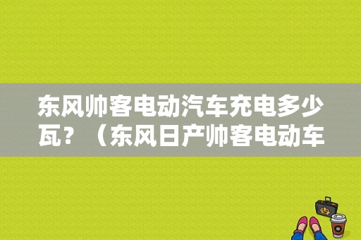 东风帅客电动汽车充电多少瓦？（东风日产帅客电动车）-图1
