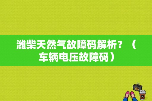 潍柴天然气故障码解析？（车辆电压故障码）-图1