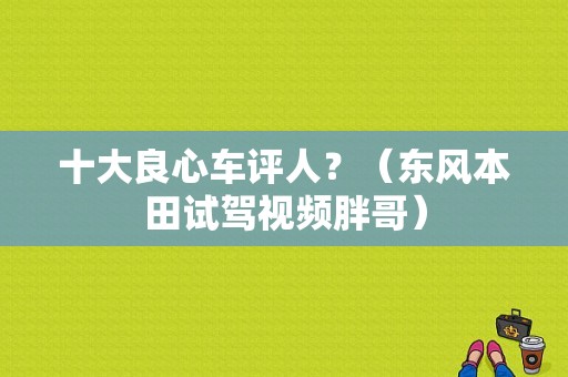 十大良心车评人？（东风本田试驾视频胖哥）-图1