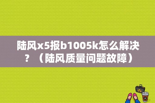 陆风x5报b1005k怎么解决？（陆风质量问题故障）-图1