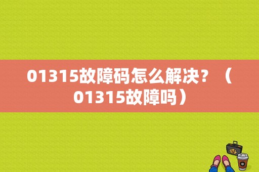01315故障码怎么解决？（01315故障吗）-图1