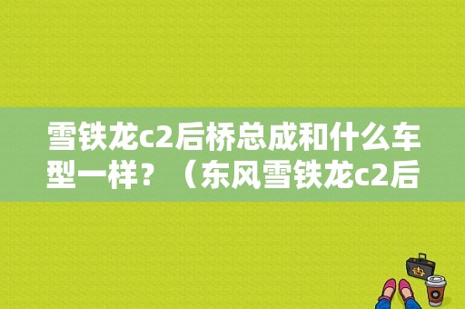 雪铁龙c2后桥总成和什么车型一样？（东风雪铁龙c2后桥价格）-图1