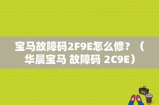 宝马故障码2F9E怎么修？（华晨宝马 故障码 2C9E）-图1