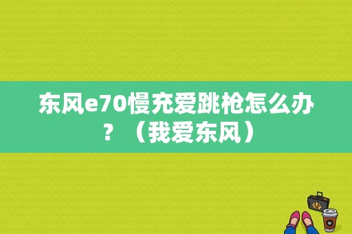 东风e70慢充爱跳枪怎么办？（我爱东风）-图1