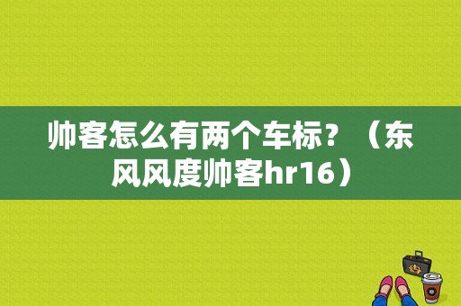 帅客怎么有两个车标？（东风风度帅客hr16）-图1