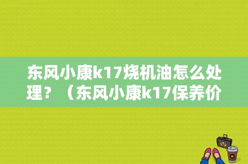 东风小康k17烧机油怎么处理？（东风小康k17保养价格）-图1