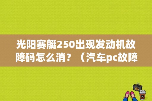 光阳赛艇250出现发动机故障码怎么消？（汽车pc故障码查询软件）-图1