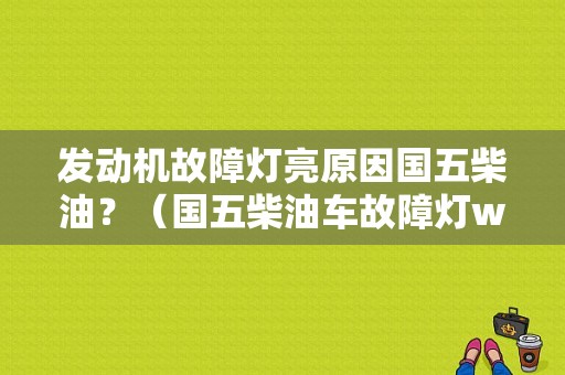 发动机故障灯亮原因国五柴油？（国五柴油车故障灯w）-图1