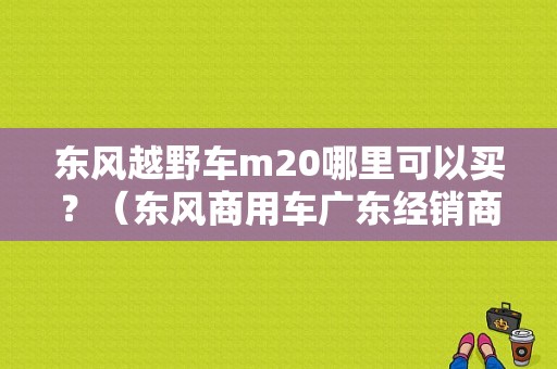 东风越野车m20哪里可以买？（东风商用车广东经销商）-图1
