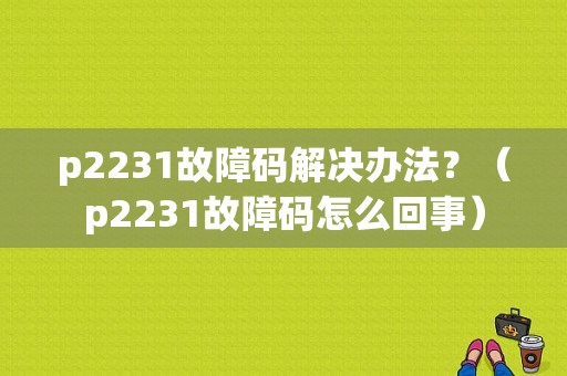 p2231故障码解决办法？（p2231故障码怎么回事）-图1