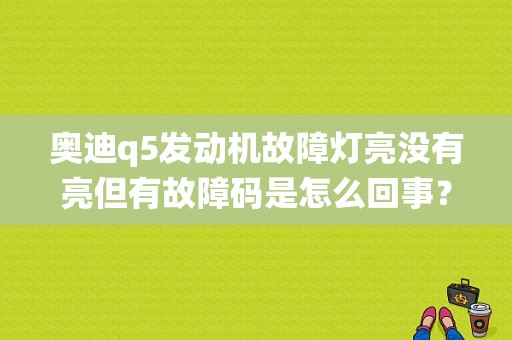 奥迪q5发动机故障灯亮没有亮但有故障码是怎么回事？（奥迪q5系统故障灯）-图1
