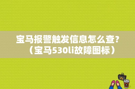 宝马报警触发信息怎么查？（宝马530li故障图标）-图1