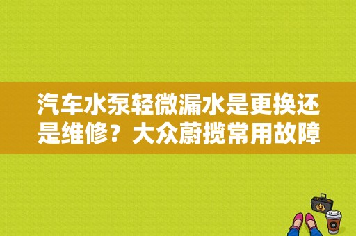 汽车水泵轻微漏水是更换还是维修？大众蔚揽常用故障-图1