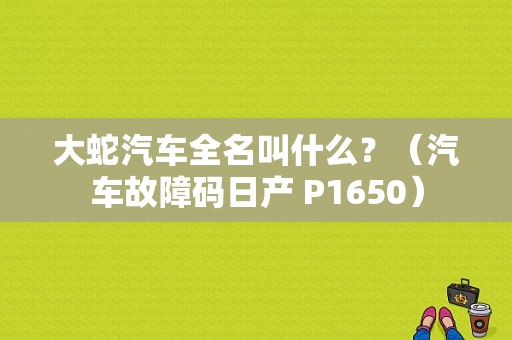 大蛇汽车全名叫什么？（汽车故障码日产 P1650）-图1