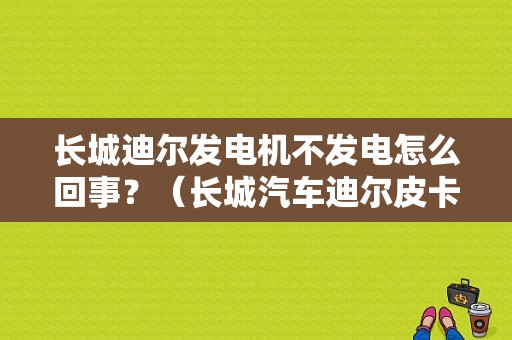 长城迪尔发电机不发电怎么回事？（长城汽车迪尔皮卡故障）-图1