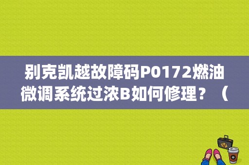 别克凯越故障码P0172燃油微调系统过浓B如何修理？（别克凯越p0172故障码）-图1