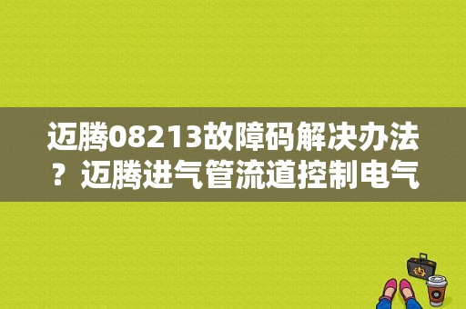 迈腾08213故障码解决办法？迈腾进气管流道控制电气故障-图1