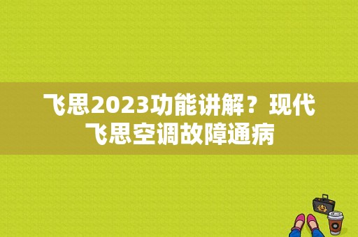 飞思2023功能讲解？现代飞思空调故障通病
