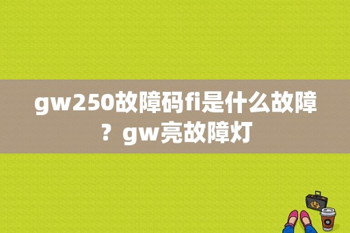 gw250故障码fi是什么故障？gw亮故障灯-图1